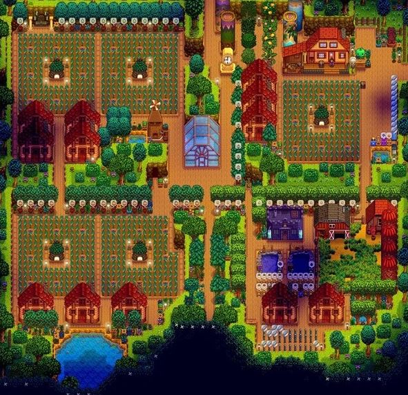 スターデューバレー1.6:完全な農場地図のレイアウトとアイデア